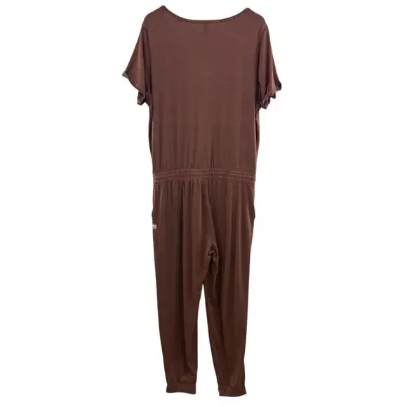 Vuori All Day Jumpsuit Short Sleeve Rolled Crop Terracotta Heather Brown Size XL - Picture 11 of 14